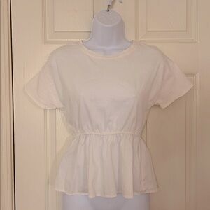 Elegant White Crewneck Peplum Top